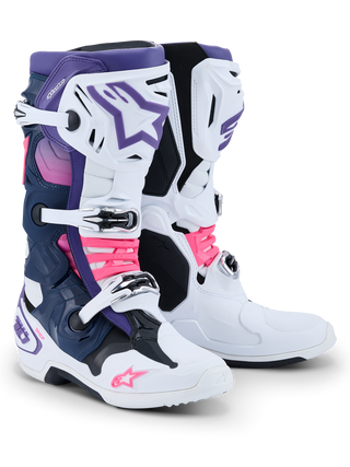 Alpinestars Tech 10 (MY20) Boots - White/Violet/Navy Blue/Fluropink