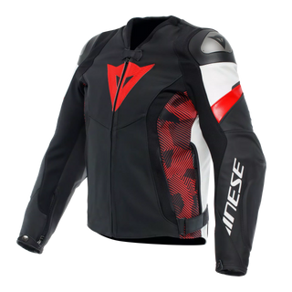 Dainese Avro 5 Leather Jacket - Black/Lava-Red/White