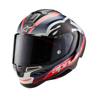 Alpinestars Supertech SR10 Team ECE 22.06 Helmet - Black/Carbon Red Fluo/Blue Matte