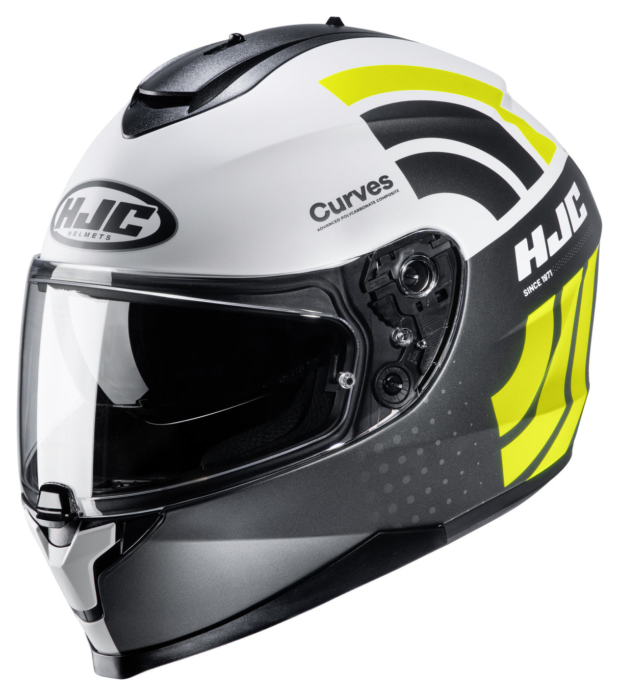HJC C70 Curves MC4HSF Motorcycle Helmet - Matte White/Yellow/Anthracite