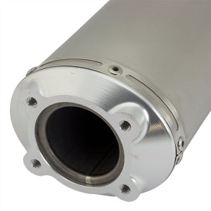 Lextek O41L Matt Stainless Steel Oval Left Exhaust Silencer 4 Bolt Fixing