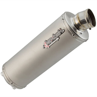 Lextek O41L Matt Stainless Steel Oval Left Exhaust Silencer 4 Bolt Fixing