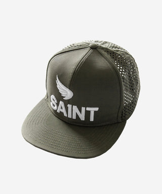 Saint 3D Logo Mesh Snapback Khaki