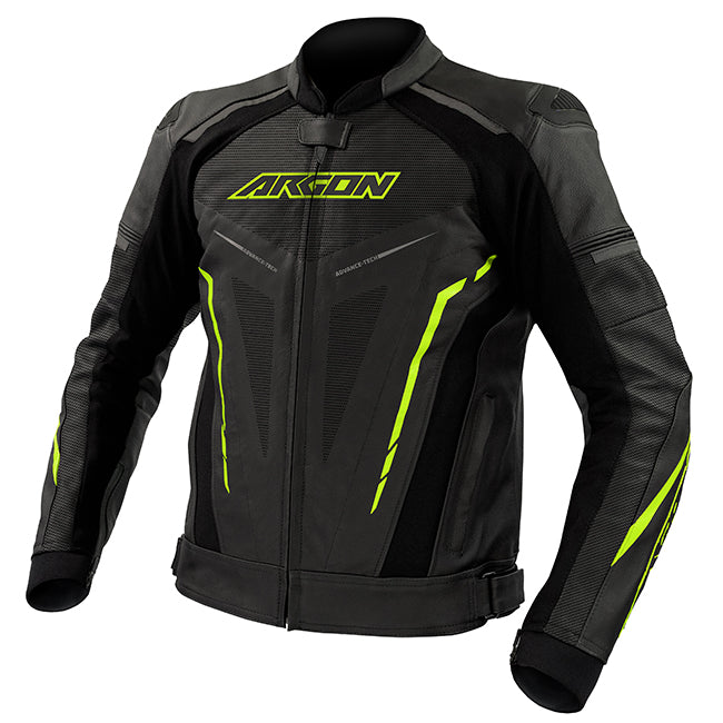 Argon Descent Perforated Motorcycle Jacket - Black/Hi-Vis