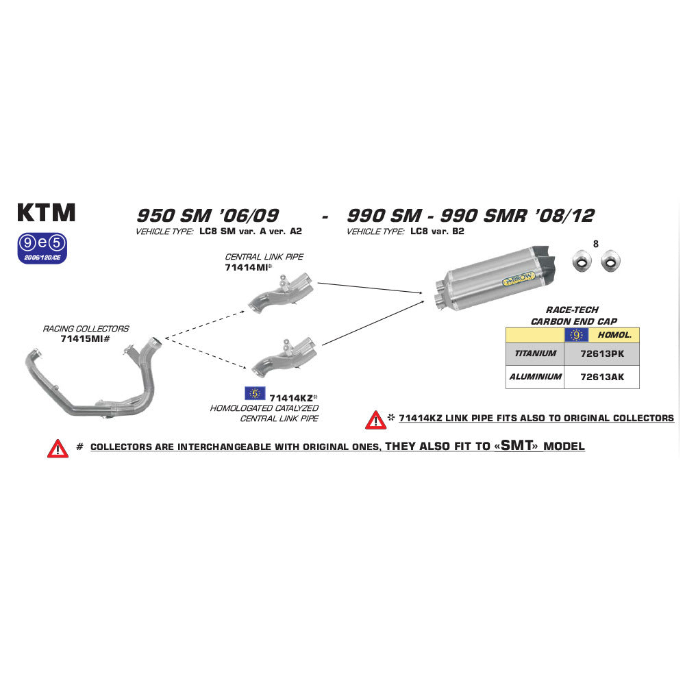 Arrow Race-Tech Aluminium Muffler w/Carbon End Cap for KTM 950 SM 06-09/990 SM/990 SMR 08-13
