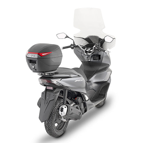 Givi 30L Monolock Topcase With Plate And Universal Kit - Black With Red Reflectors