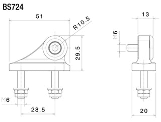 Rizoma Sport Mount Mirror Adapter Black for Yamaha YZF-R1 02-08