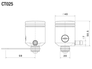 Rizoma Piston Brake Fluid Reservoir 25ml For Aprilia/Ducati/Kawasaki/KTM - Silver