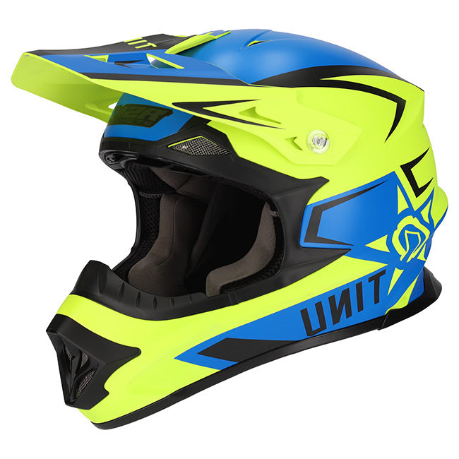 M2R Exo Unit Protech Pc-2F Helmet - Matt Blue/Hi-Vis Yellow