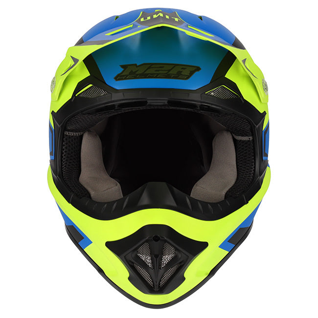 M2R Exo Unit Protech Pc-2F Helmet - Matt Blue/Hi-Vis Yellow