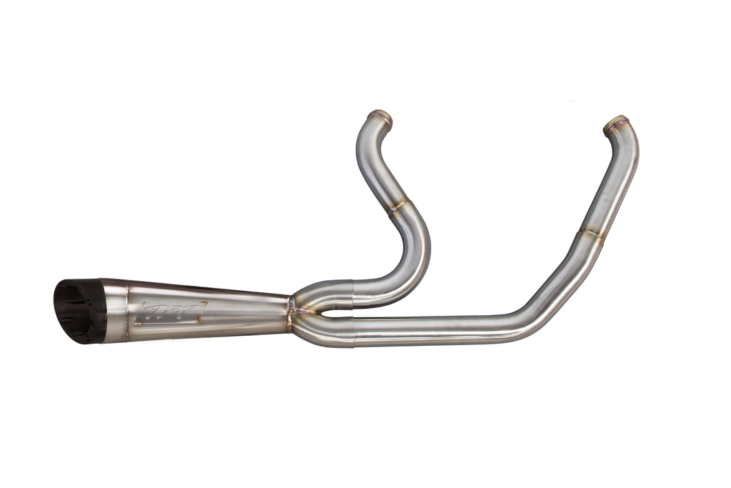 Two Brothers Racing Full-System Stainless/Steel Exhaust HD SOFTAIL M8 (18-23) Shorty Turnout Black Tip