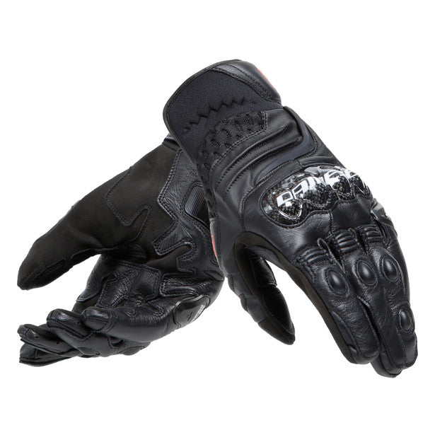 Dainese Carbon 4 Short Leather Gloves - Black/Black