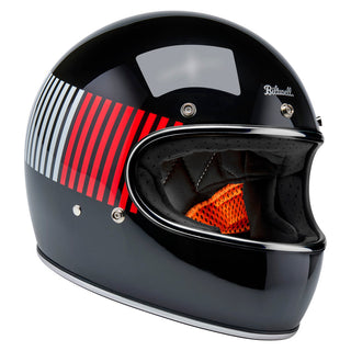 Biltwell Gringo ECE 22.06 Motorcycle Full Face Helmet - Raceflow Gloss Black Red / White / Blue