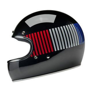 Biltwell Gringo ECE 22.06 Motorcycle Full Face Helmet - Raceflow Gloss Black Red / White / Blue