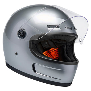 Biltwell Gringo SV ECE 22.06 Motorcycle Full Face Helmet - Gloss Silver