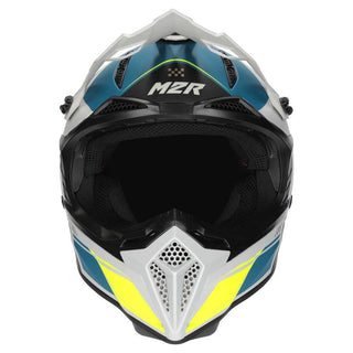 M2R X2.1 Pulse PC-3F Helmet - Hi-Vis/Silver/Blue