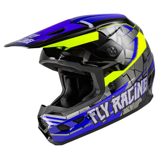 Fly Racing 2025 Kinetic Scorched Youth Helmet - Blue/ Grey/ Hi-Vis