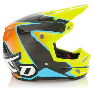 6D ATR-3 Wave MX Full Face Helmet - Gloss Cyan Orange/ Yellow
