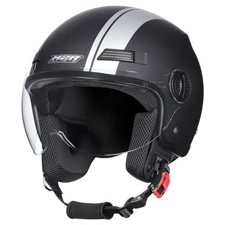 M2R Nimbus PC-5F Lightweight ABS Helmet - Stripe Black Silver