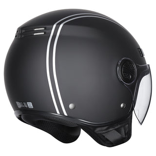 M2R Nimbus PC-5F Lightweight ABS Helmet - Stripe Black Silver