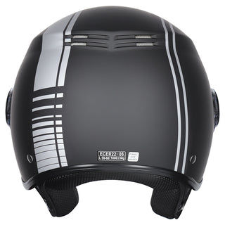 M2R Nimbus PC-5F Lightweight ABS Helmet - Stripe Black Silver