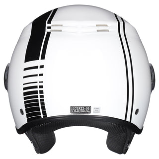 M2R Nimbus PC-6 Lightweight ABS Helmet - Stripe White Black