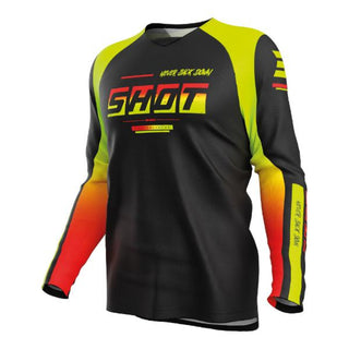 Shot Kids Draw Block Neon Lycra Collar Jeresey - Yellow