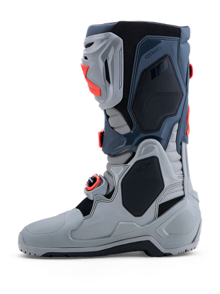 Alpinestars Tech 10 Enduro Boots - Mid Gray / Dark Gray / Red Fluo