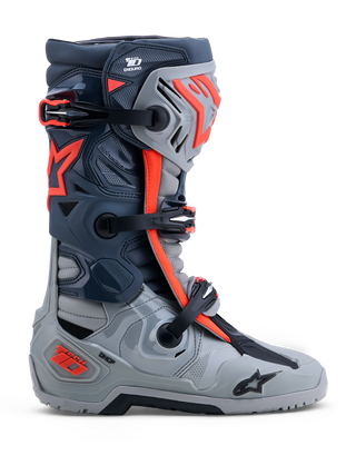 Alpinestars Tech 10 Enduro Boots - Mid Gray / Dark Gray / Red Fluo