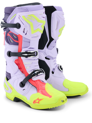 Alpinestars Tech 10 (MY20) Supervented Boots - Purple/Fluro Yellow/Diva-Pink