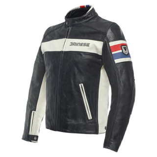Dainese HF D1 Men's Perforated Leather Jacket - Black/Red/Blue