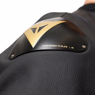 Dainese Racing 5 Men Leather Motorcycle Jacket - Black/Gold