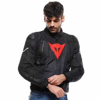 Dainese Super Sprint D-Dry Motorcycle Jackets - Black/Black/Red Lava