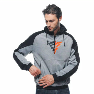 Dainese Daemon-X Safety Fullzip Hoodie - Melange Grey/Black/Red-Fluro