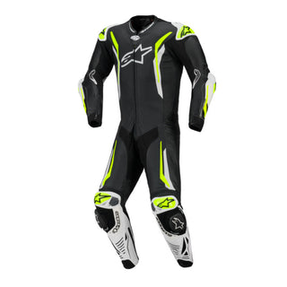 Alpinestars GP Tech V5 One-Piece Leather Suit - Black / White / Yellow Fluro