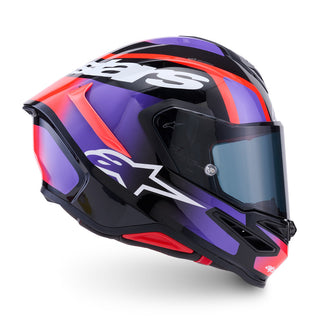 Alpinestars Supertech SR7 Lumen ECE06/DOT Full Face Helmet  Black/Purple/Fluro Red/White Gloss