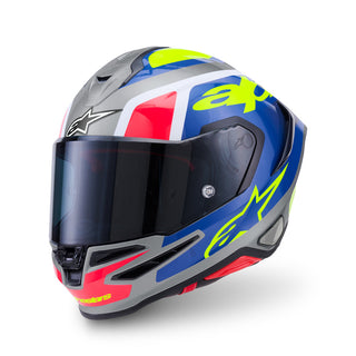 Alpinestars Supertech SR7 Lumen ECE06/DOT Full Face Helmet  Silver/Black/Pink Fluro/Yellow Gloss