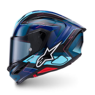 Alpinestars Supertech SR7 Kinetis ECE06/DOT Full Face Helmet  Black/Blue Fluro/Pink/White Gloss