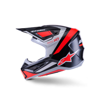 Alpinestars SM7 Rise ECE06 Helmet - Black/Silver/Fluro-Red/Glossy