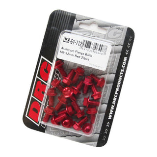 DRC Aluminum M6 Red Flange Bolts 12mm - Pack of 20