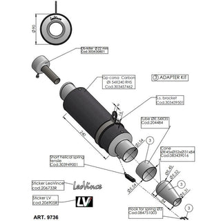 LeoVince GP Corsa Carbon Universal Muffler Kit 54mm