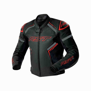 RST S1 D3O CE Leather Motorcycle Jacket - Black/Grey/Red