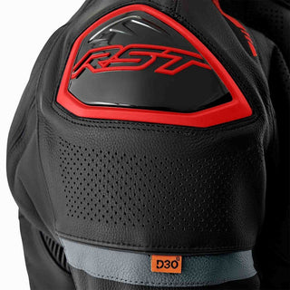 RST S1 D3O CE Leather Motorcycle Jacket - Black/Grey/Red