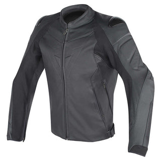 Dainese Fighter Motorcycle Leather Jacket - Black/ Black