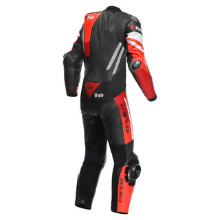 Dainese Misano 3 D-Air 1 Piece Perforated Racing Suit - Black/Red/Fluro-Red