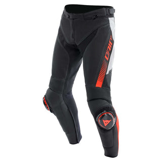 Dainese Super Speed Perforated Leather Pants - Black/White/Fluro-Red