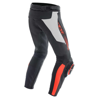 Dainese Super Speed Perforated Leather Pants - Black/White/Fluro-Red