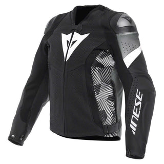 Dainese Avro 5 Perforated Motorcycle Leather Jacket - Black/White/Anthracite
