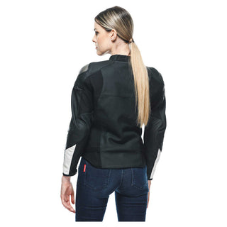 Dainese Rapida Ladies Leather Jacket - Black-Matte/White