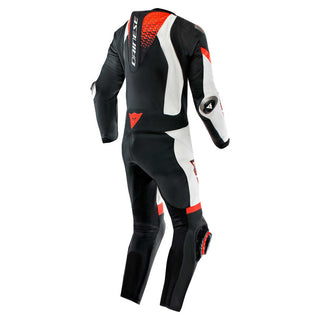 Dainese Laguna Seca 6 1 Piece Racing Leather Suit Perforated - Black/White/Red-Fluro
